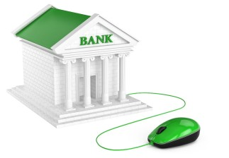 Obraz przedstawiający bank z myszą komputerową